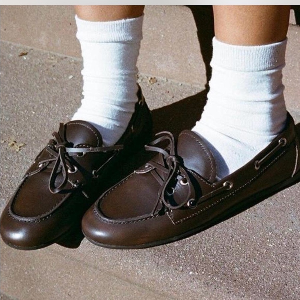Jeffrey Campbell Dark Brown Leather Boat Loafers